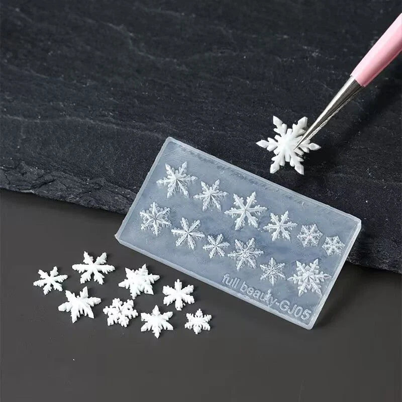 Winter Snowflake 3D Nail Art Silicone Stamping Mold | DIY Nail Art Stamping Mold Qme