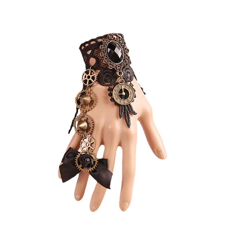 Women's Steampunk Fingerless Gloves – Victorian Lace Wrist Cuff Costume Wrist Gloves Qst S321