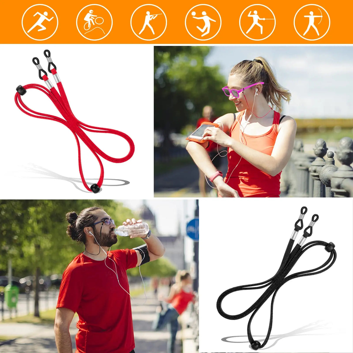 VOPHA Leather Glasses Lanyard – Adjustable Eyewear Chain PS03 Eyewear Accessories Qst