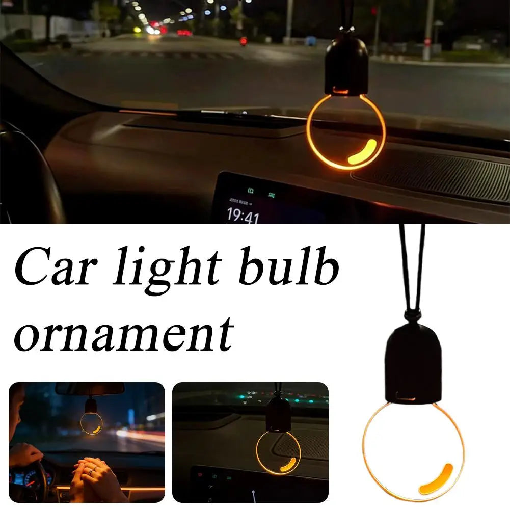 Retro Acrylic Light Bulb Car Rearview Mirror Pendant Decor Car Mirror Pendant Qme