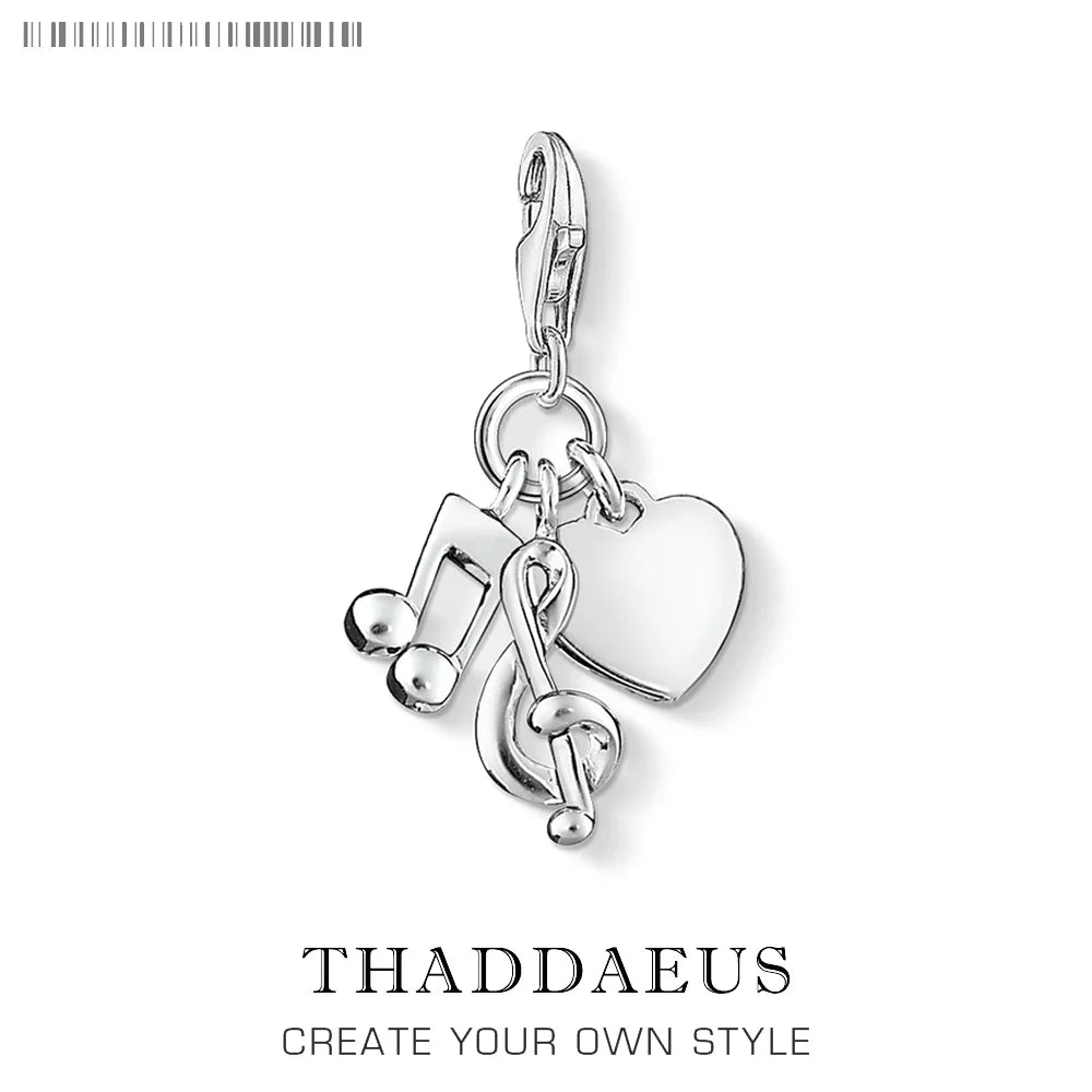 Heart & Musical Note Pendant Charm Necklace | Minimalist Pendant Charm Necklace Qme Lobster Clasp