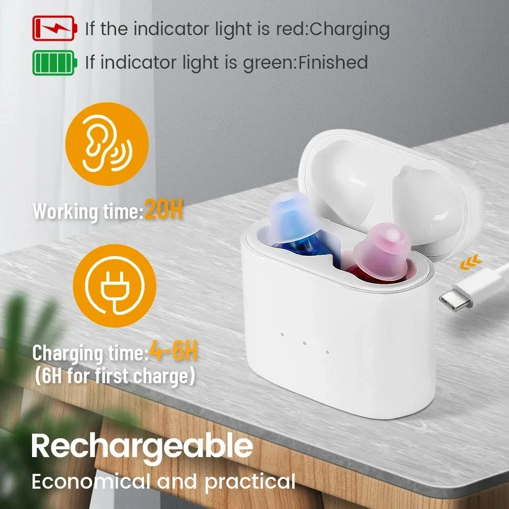 Mini Rechargeable Hearing Aids – Invisible ITE Sound Amplifier Rechargeable Hearing Aid Qst