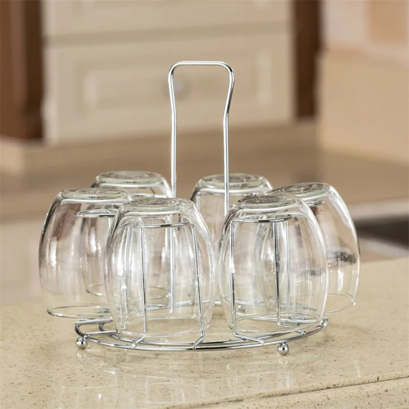 Metal Glass Cup Drain & Storage Rack – Kitchen Organizer Cup Storage Rack Qst
