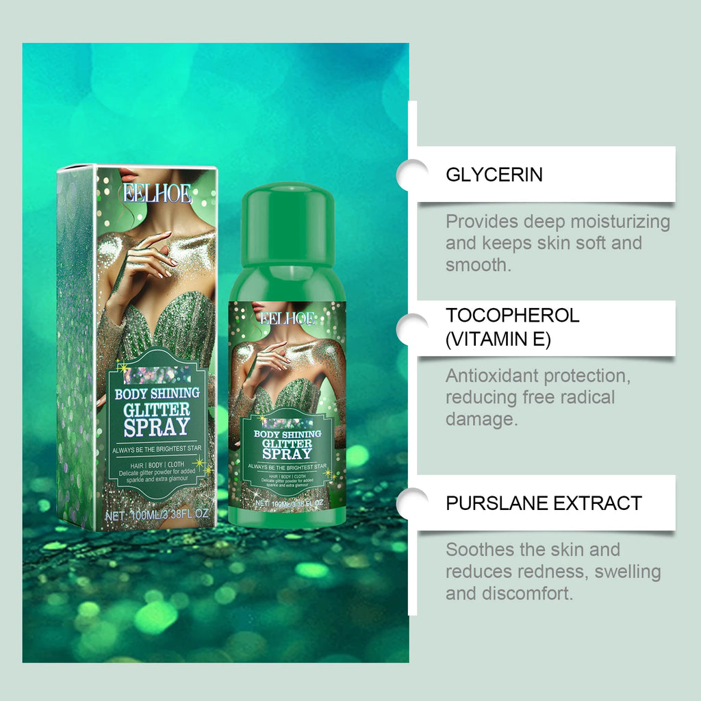 Eelhoe Highlighter Body Spray – Shimmer Glow, Long-Lasting Body Shimmer Spray Qst
