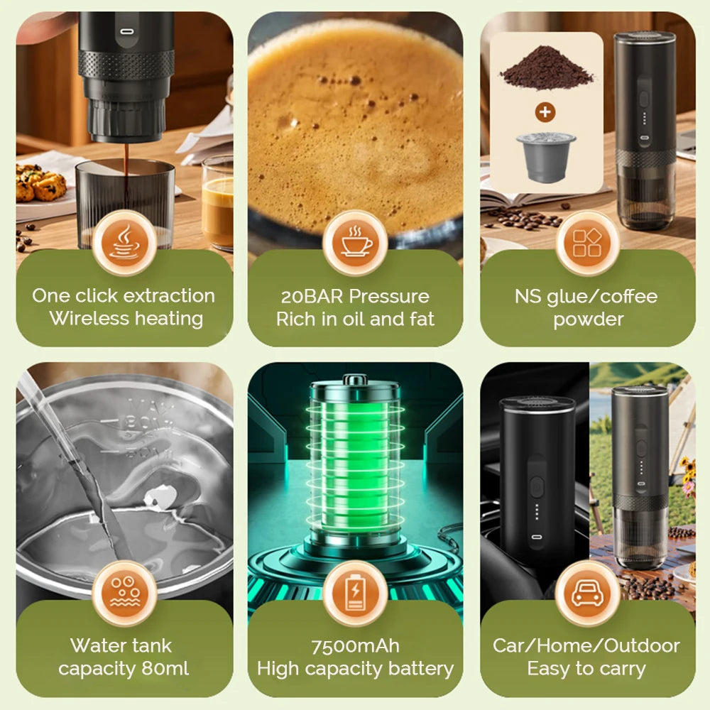 3-in-1 Portable Wireless Capsule Espresso Coffee Maker Espresso Coffee Maker Qst