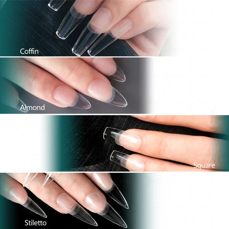 NAILPOP Press-On Coffin Nails – Clear Acrylic Fake Nail Tips Press-On Nails Qme