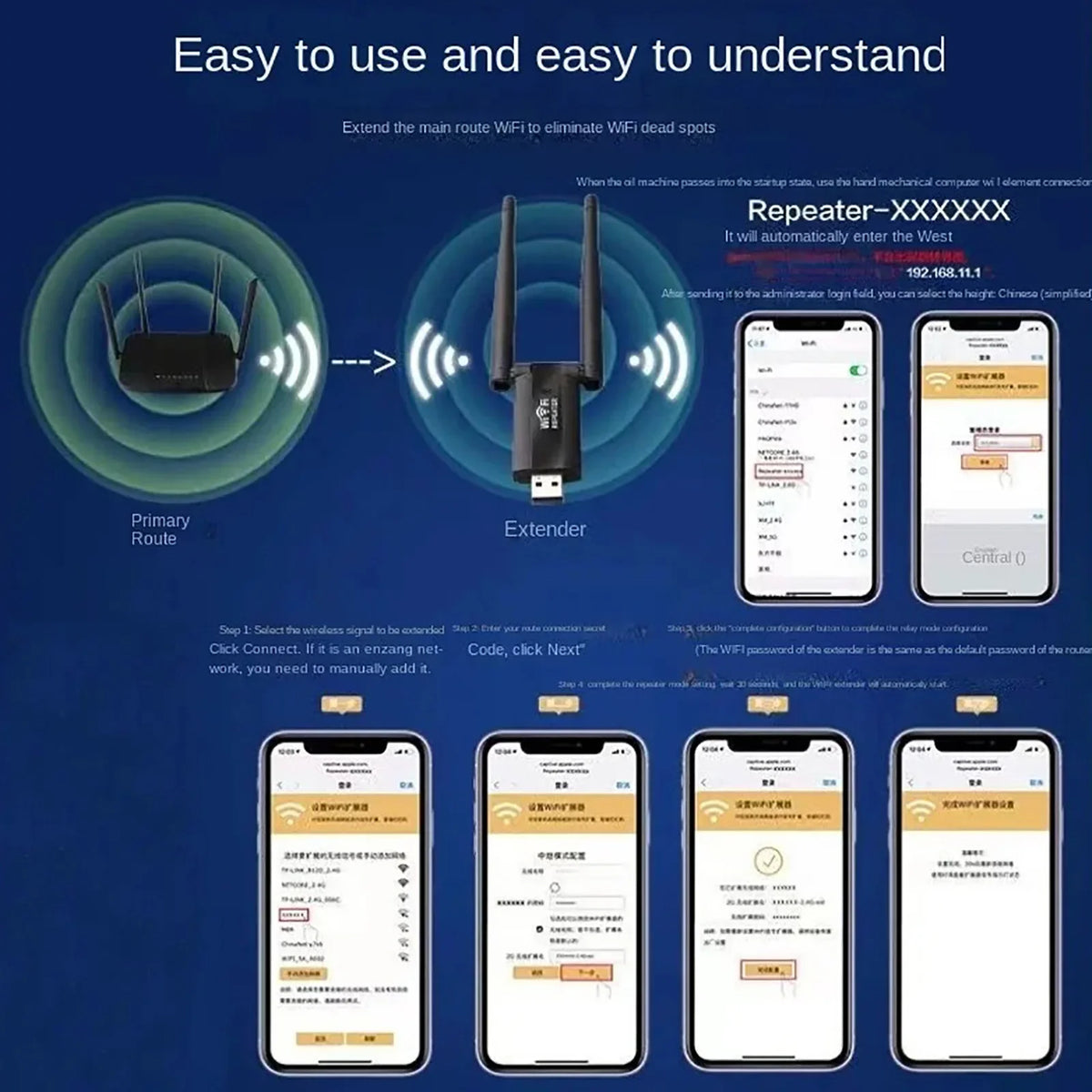 USB WiFi Extender 300Mbps Wireless Signal Booster Repeater WiFi Range Extender Qme