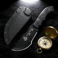 TOPS Tracker Jungle Rescue Knife – 1095 Carbon Steel & Micarta Fixed Blade Knife Qst black