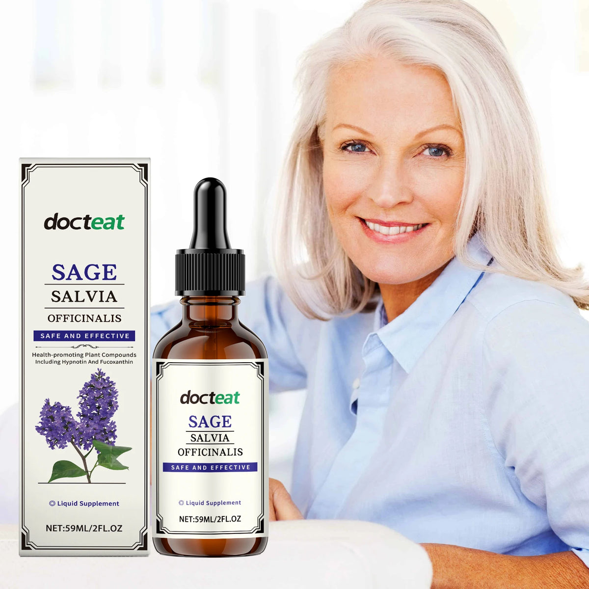 Docteat Sage Extract Drops + Vitamin B1 | 59ml Herbal Supplement Herbal Liquid Supplement Qst Default Title
