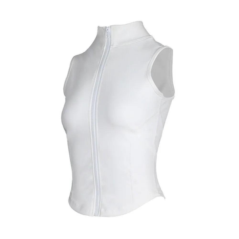Slim Fit Yoga Crop Vest | Sweat-Wicking Nylon Tank Top Yoga Crop Vest Qme White XXL