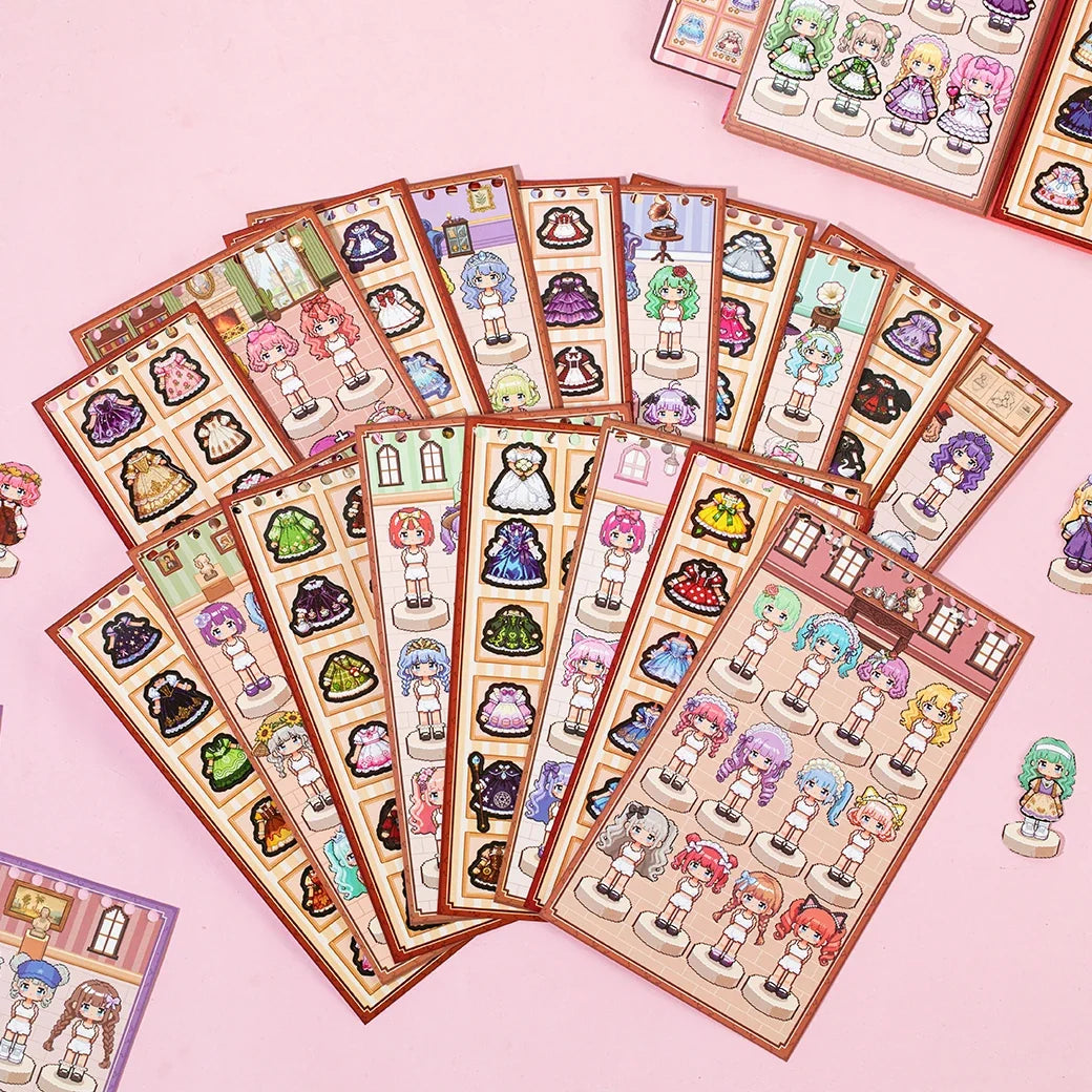 TIANZI Pixel Die-Cut Sticker Book – DIY Diary & Planner DIY Sticker Book Qme