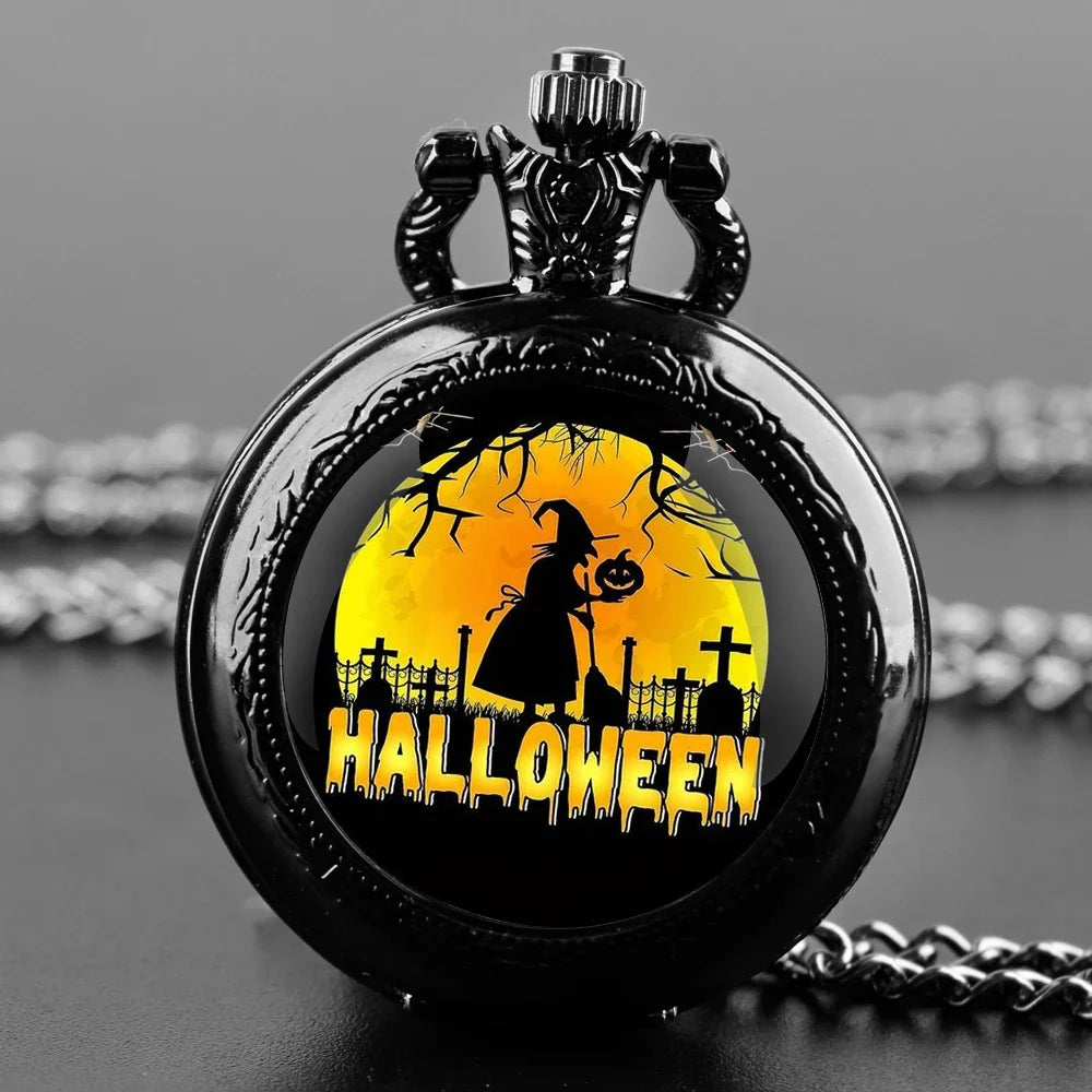 Black Quartz Pocket Watch Glass Dome Arabic Numeral | Qme Costume Pocket Watch Qme