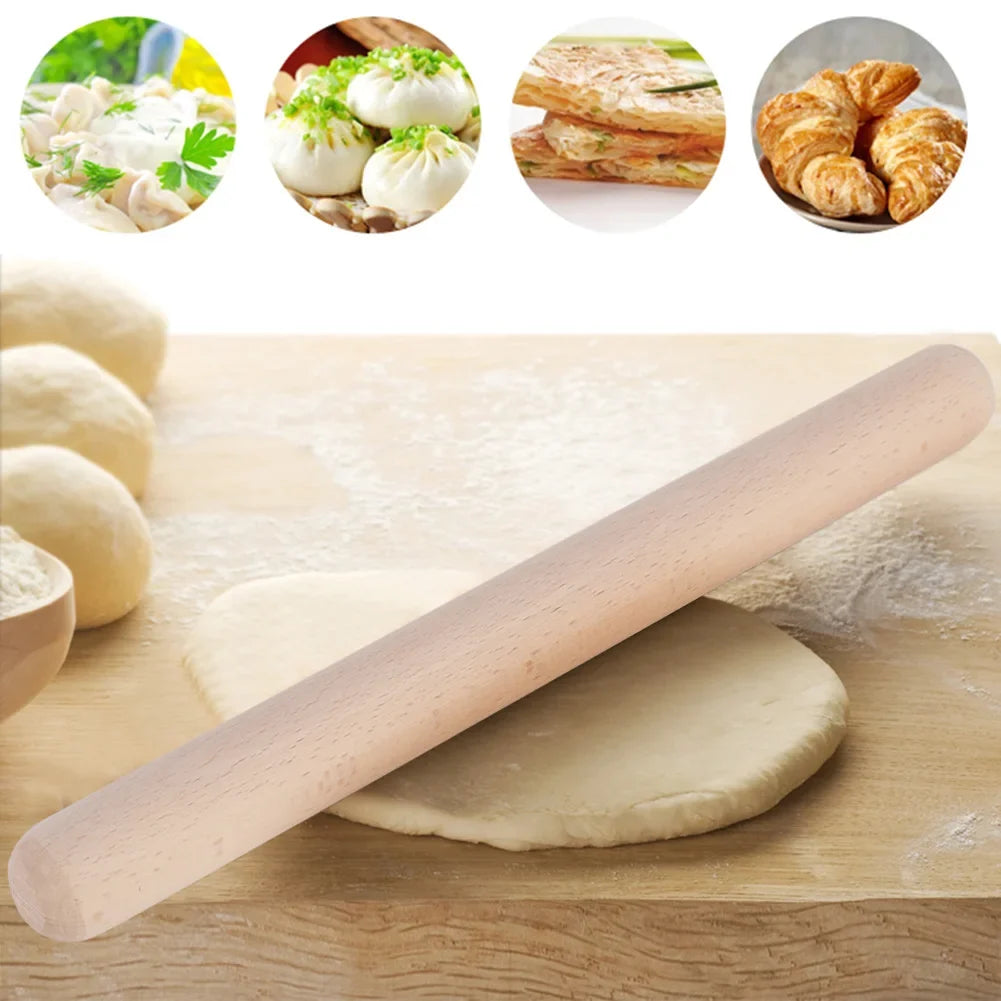 Wooden Rolling Pin for Pizza, Pastry, Pie & Cookie Dough Wooden Rolling Pin Qme