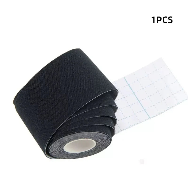 Kinesiology Sports Tape – Elastic, Waterproof, 18 Colors, 5m x 5cm Kinesiology Sports Tape Qme Black-1pcs