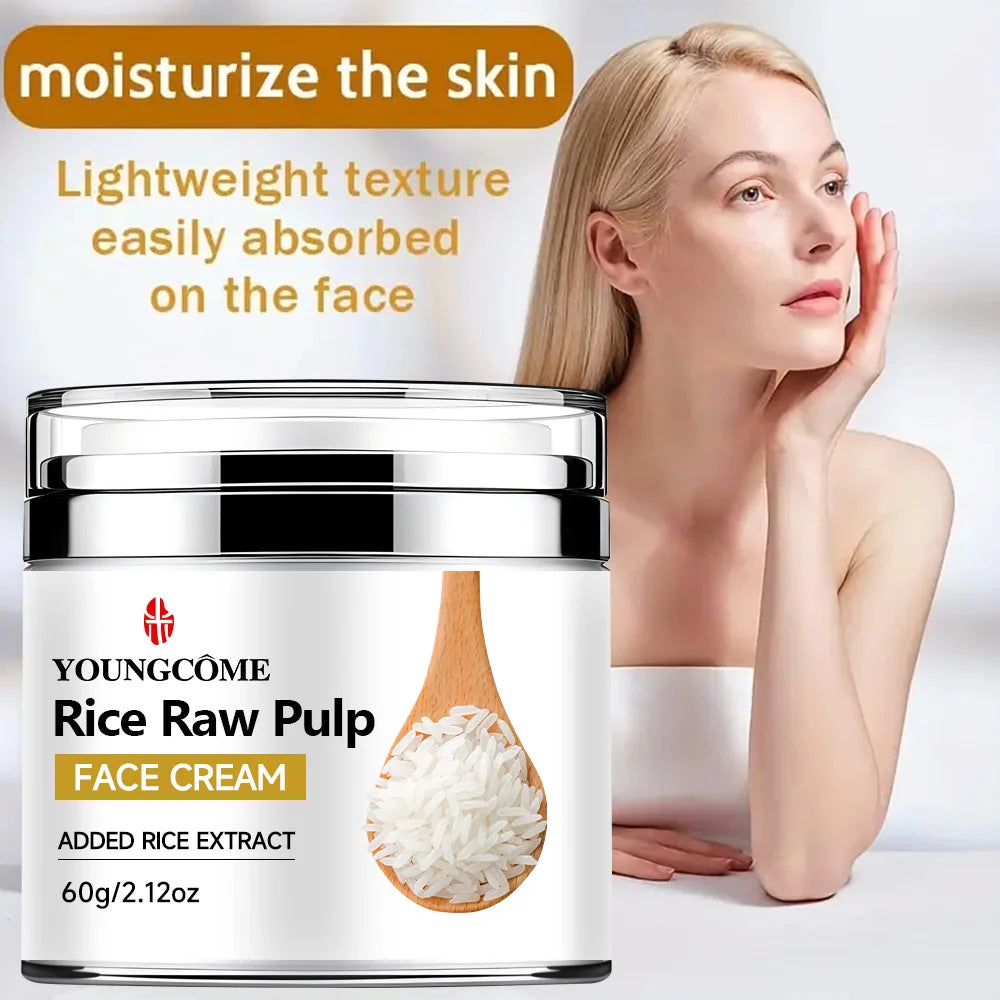 YOUNGCOME Rice Pulp Hydrating Moisturizer Cream 30g/60g Facial Moisturizer Cream Qst