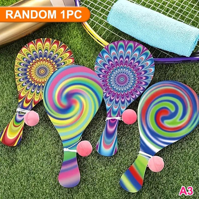 Wooden Paddle Ball Set with Elastic String – Fun for All Ages Paddle Ball Game Qst A3