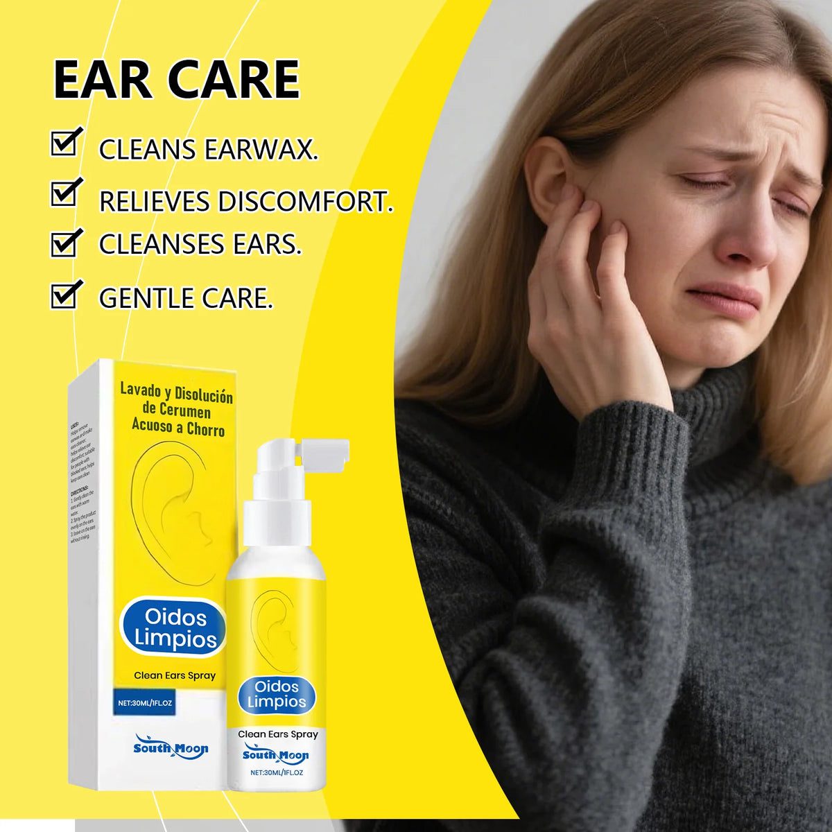 South Moon Ear Care Soothing Spray – Earwax Removal 30ml Ear Care Spray Qst