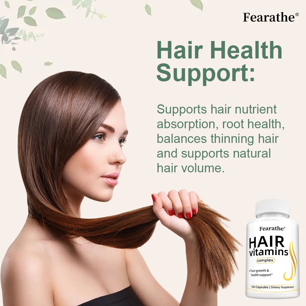 Fearathe Hair Multivitamin Capsules – Biotin, A/B12/C/D/E Hair Supplement Capsules Qst