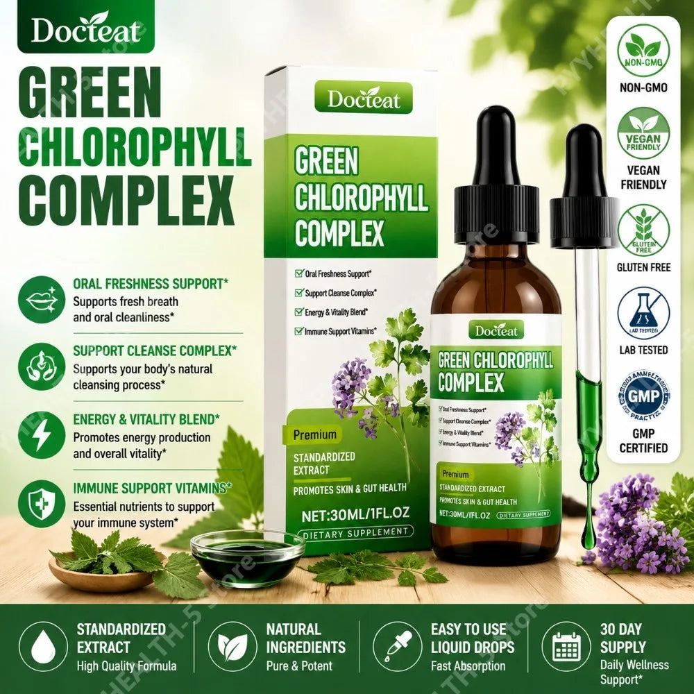 Docteat Chlorophyll Drops with Vitamin C – 30ml Liquid Liquid Supplement Drops Qst