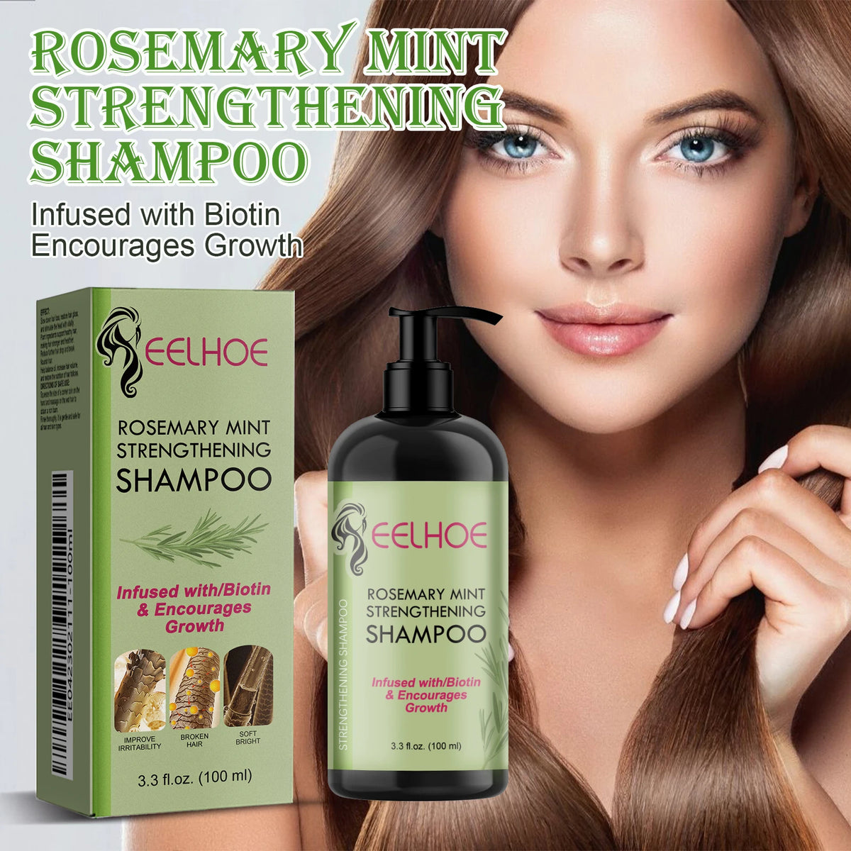 EELHOE Rosemary Nourishing Shampoo – Frizz Control & Repair Nourishing Shampoo Qst