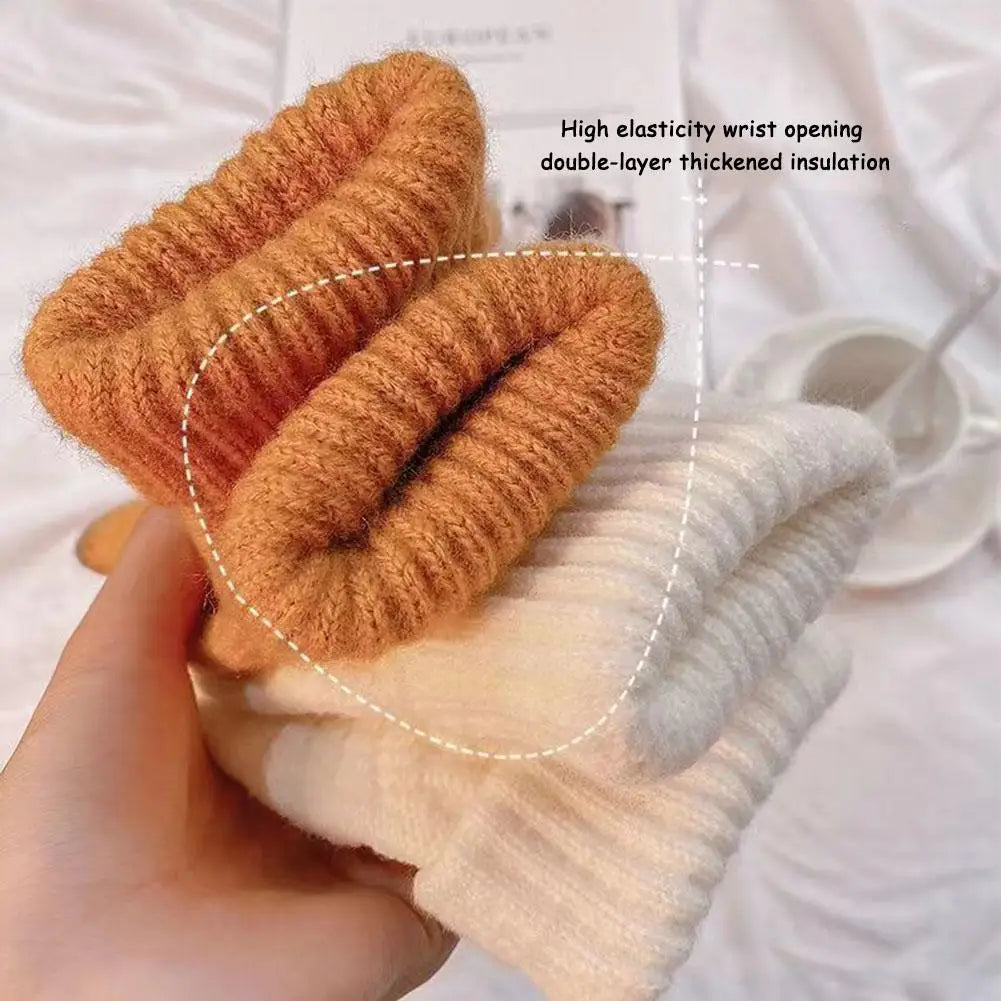 Women's Knitted Thicken Winter Hand Warmer Gloves – 4 Colors Knitted Winter Gloves Qme