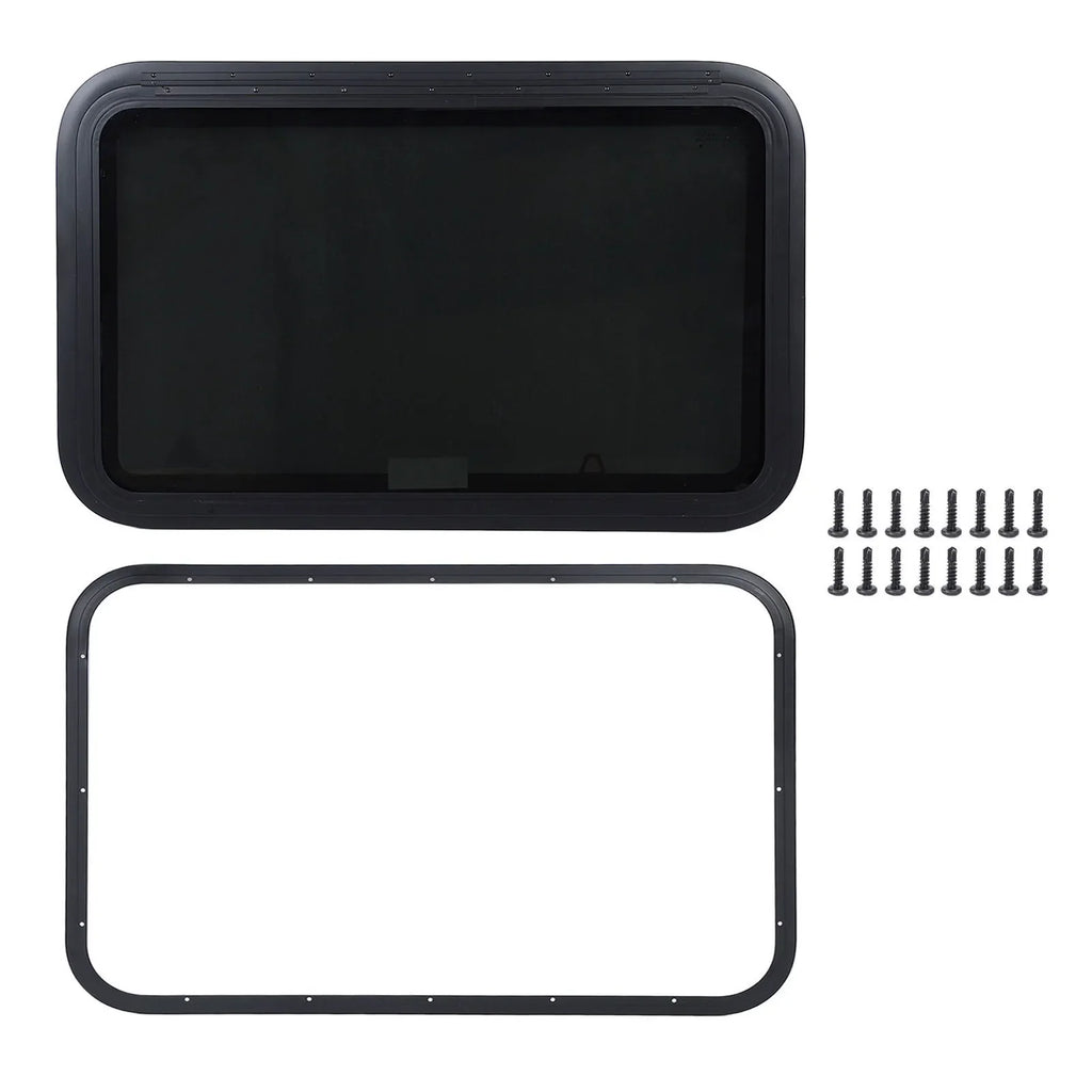 RV Exit Emergency Window 914mm Rust-Proof Aluminum UV Tempered Glass RV Egress Window Qme Black