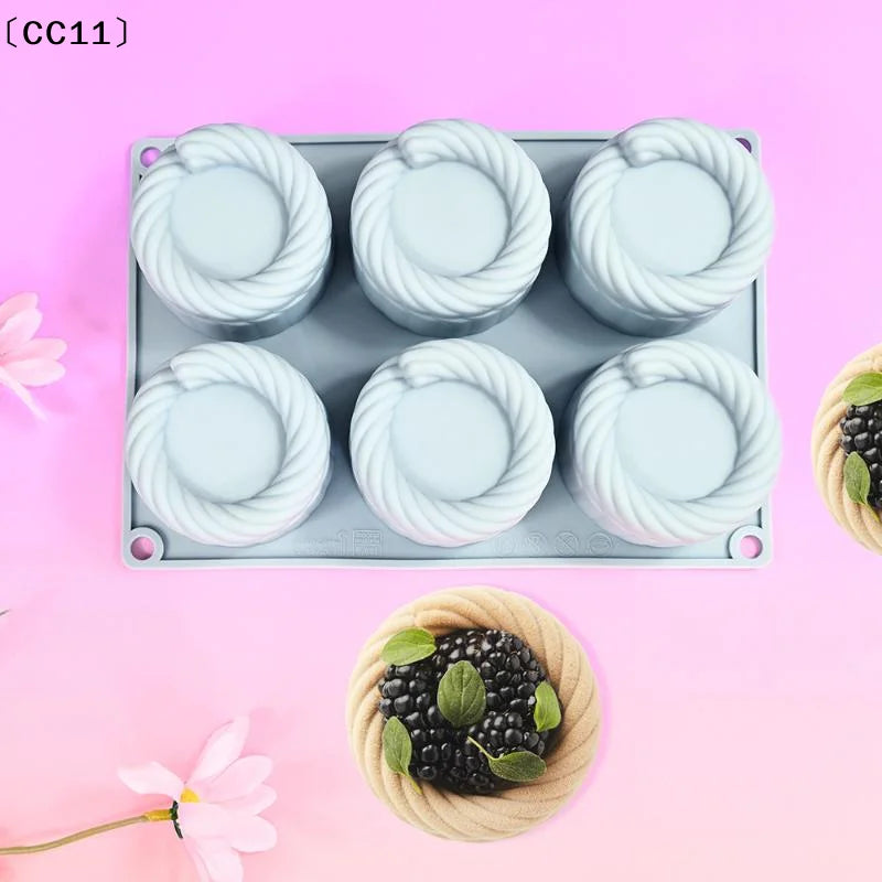 6-Cavity Woven Flower Basket Silicone Mousse Cake Mold Silicone Cake Mold Qme
