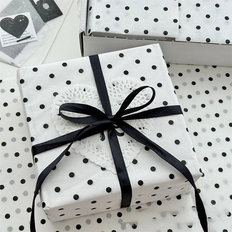 Black Polka Dot Flower Bouquet Wrapping Paper 50x50cm Flower Wrapping Paper Qme