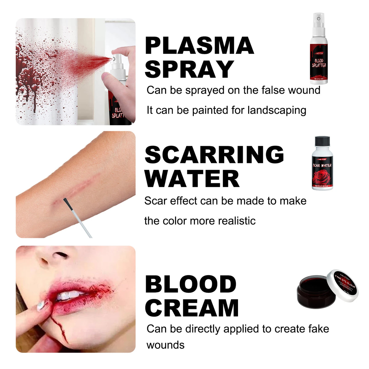 Halloween SFX Makeup Kit – Fake Blood, Scar Wax & Tool SFX Makeup Kit Qst