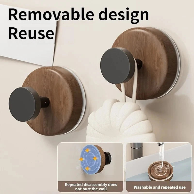 Walnut Grain Suction Cup Hook – No-Drill Wall Hanger Wall Suction Hook Qst
