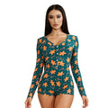 Women's Christmas Gingerbread Long Sleeve Jumpsuit Romper Holiday Costume Jumpsuit Qme green L