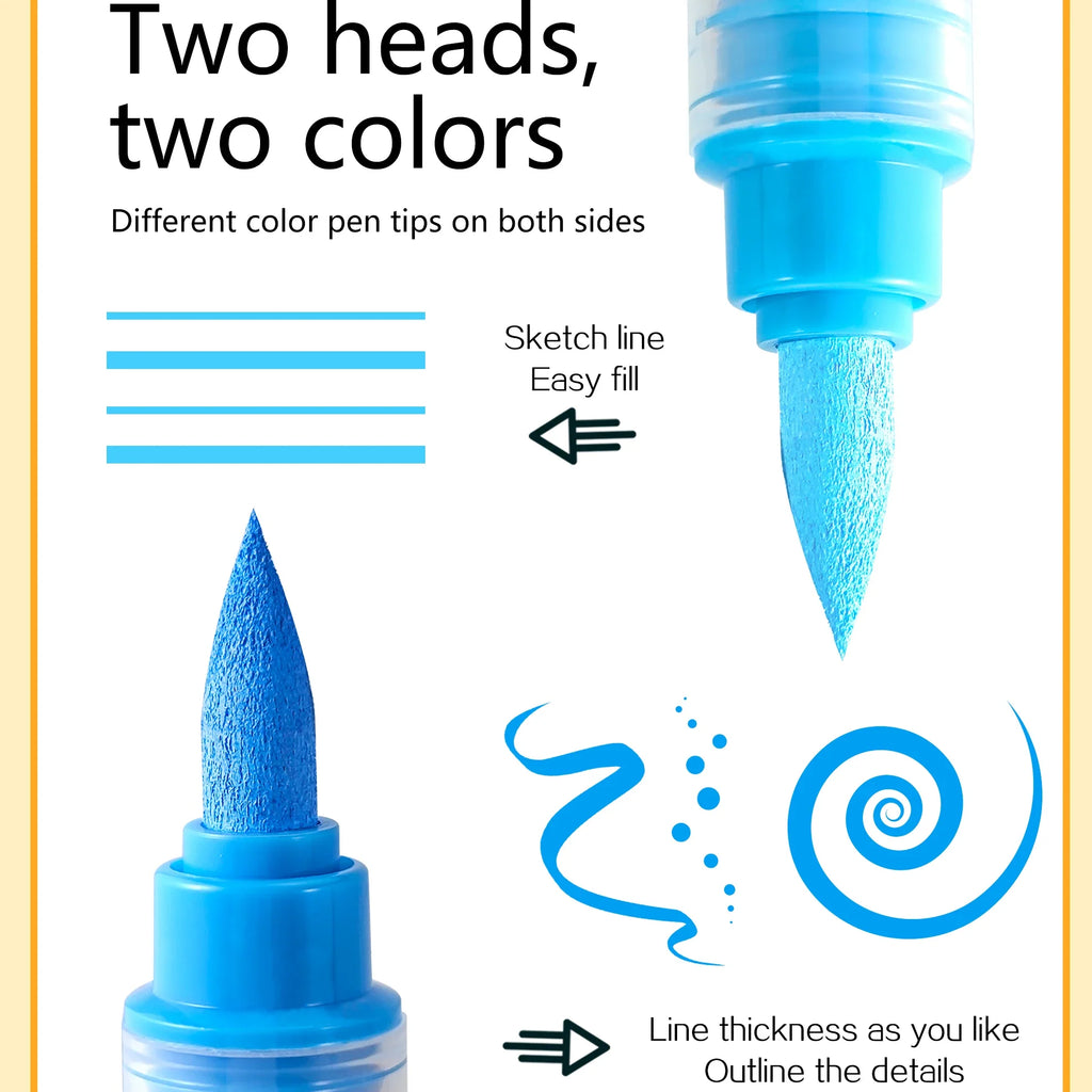 GN Dual Tip Acrylic Paint Markers – Brush & Fine Tip Pens Acrylic Paint Markers Qme