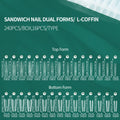 Nailpop Sandwich Nail Dual Forms | 15 Shapes 240pcs Nail Dual Forms Qme SANDWICH COFFIN