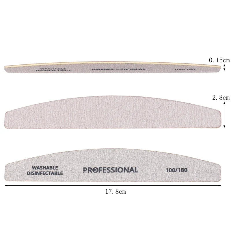 Professional Wooden Nail Files & Buffer Set 100/180 Grit Nail Files & Buffer Qme