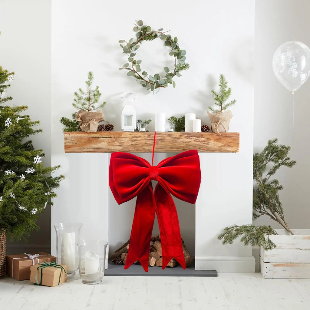 Velvet Christmas Bows 19x25" – Hangable Holiday Decor Christmas Bow Decoration Qme