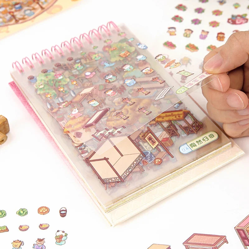 5D Cartoon Landscape Sticker Book – 35 DIY Scene Stickers DIY Sticker Book Qme