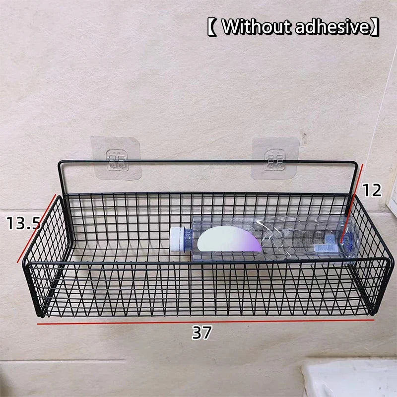 Wall-Mounted Storage Rack No Drilling – Kitchen & Bathroom Wall Storage Rack Qme A3