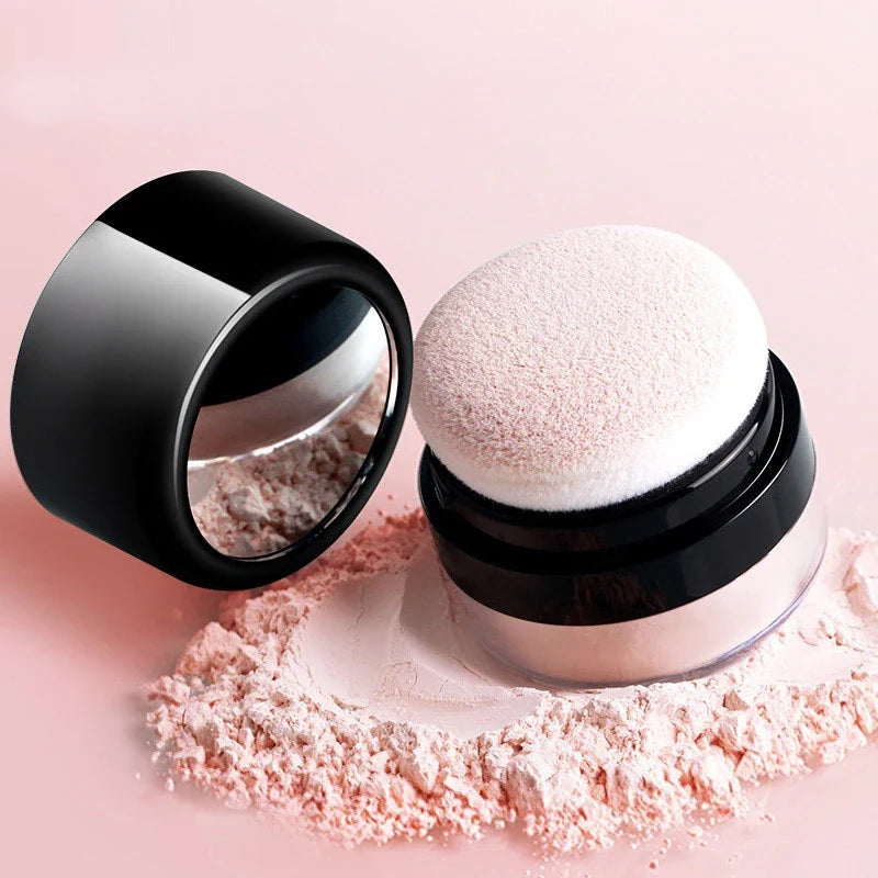 Travel Loose Powder Compact with Mirror & Mushroom Puff Powder Compact Qme