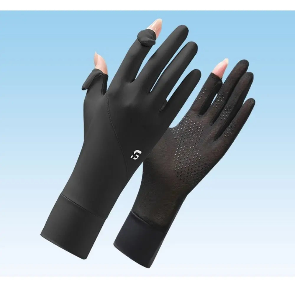 Ice Silk Sun Protection Gloves – Touchscreen Fingerless UV Block Sun Protection Gloves Qme
