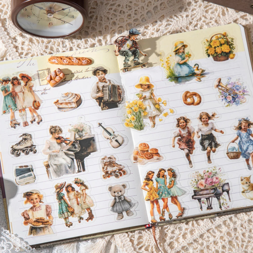Retro Childhood PET Stickers 20 Sheets – Scrapbooking & DIY Decorative Craft Stickers Qme