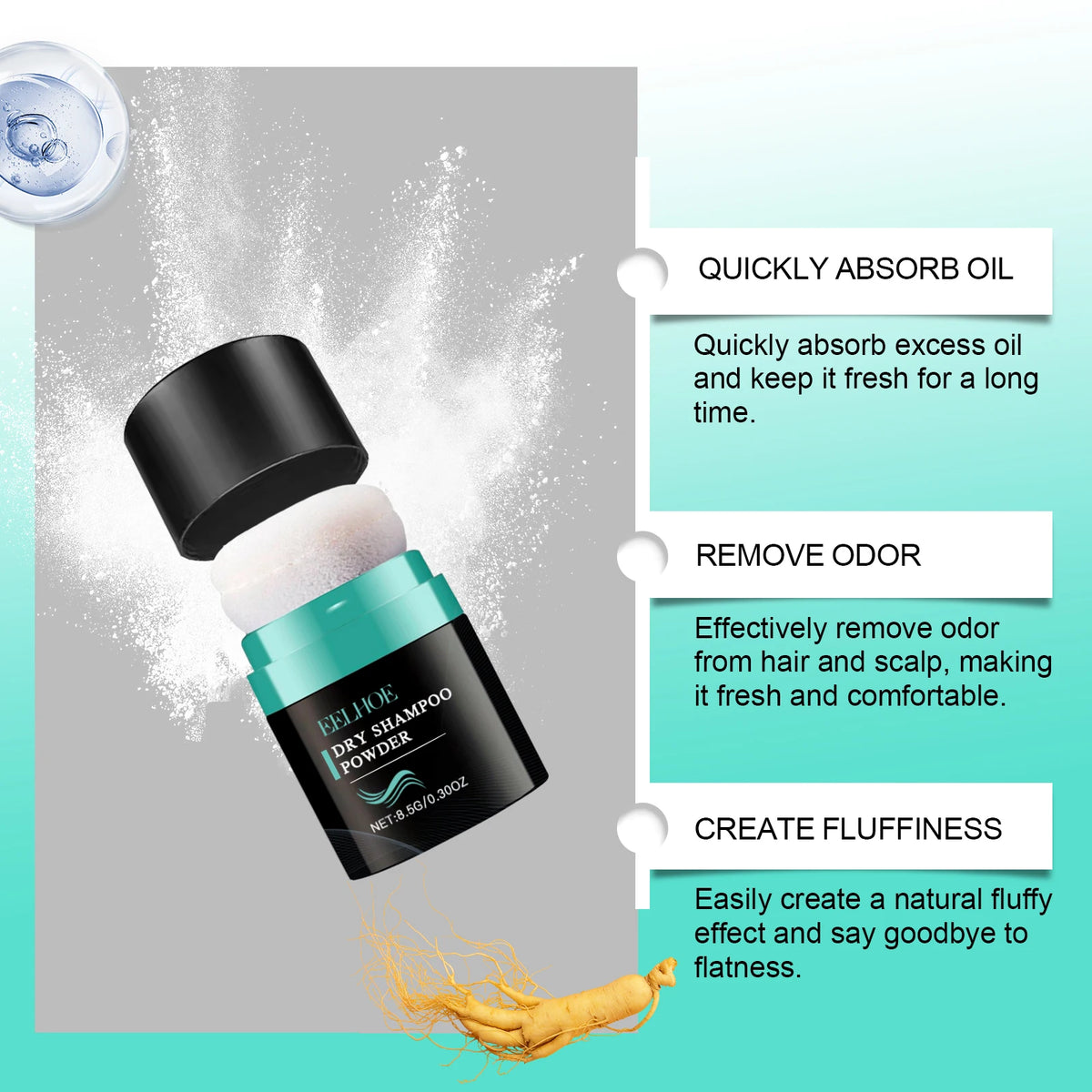 EELHOE Dry Shampoo Powder – Oil Control & Volume, 8.5g Dry Shampoo Powder Qst
