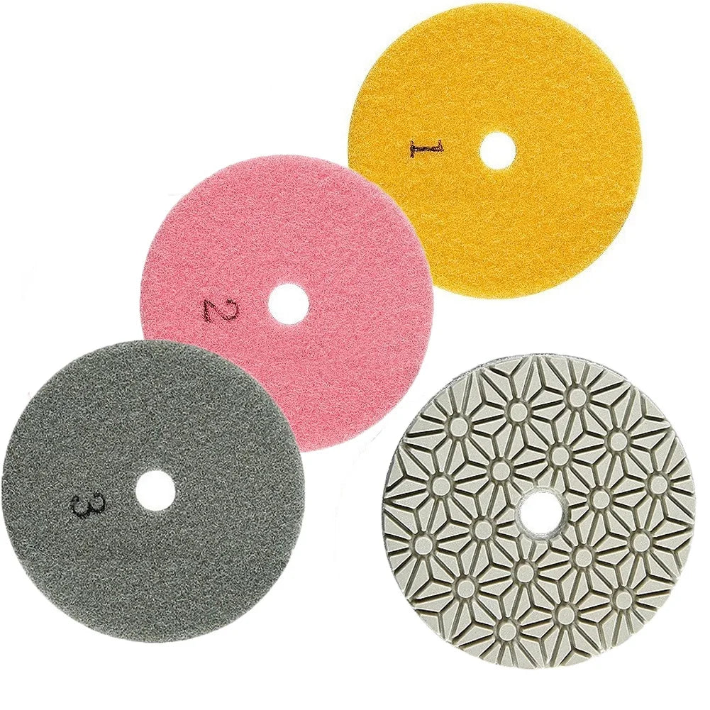 3-Step 4" Polishing Pads for Granite Marble Stone Concrete Stone Polishing Pads Qme