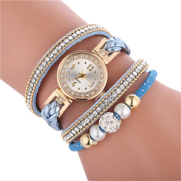 Women's Wrap Around Bracelet Watch | Fashion Dress Watch Bracelet Watch Qme Blue