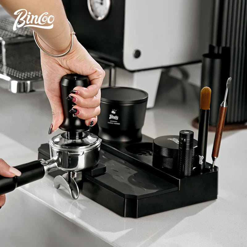 Bincoo Black Espresso Tamping Station 8-Piece Barista Set Espresso Tamping Station Qst