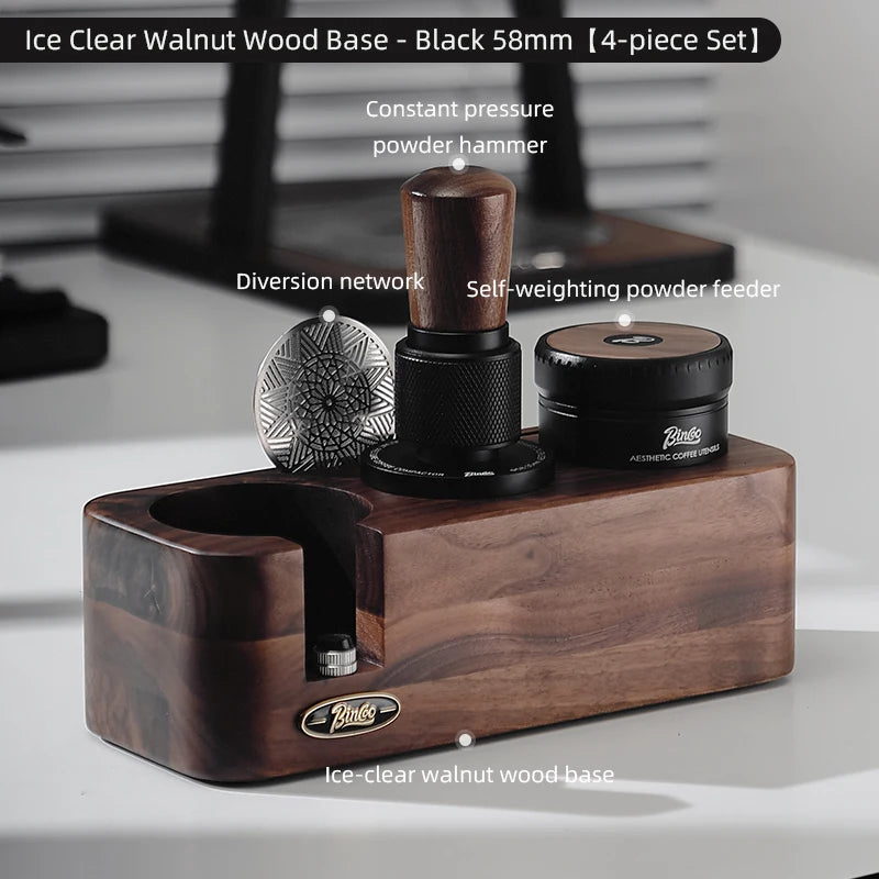 Bincoo 58mm Auto-Leveling Coffee Tamper & Distributor Stand Espresso Tamper Set Qst B 4pcs set black