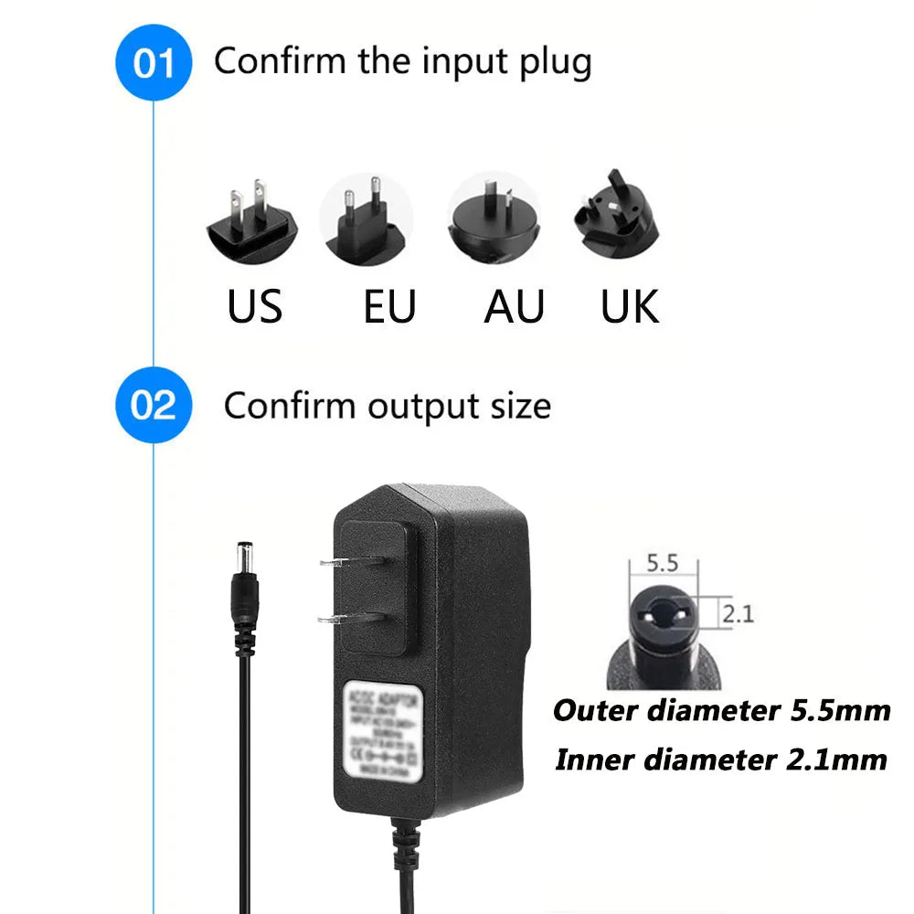 19V LCD Display Power Adapter DC 5.5x2.1mm | Multi-Output LCD Power Adapter Qme