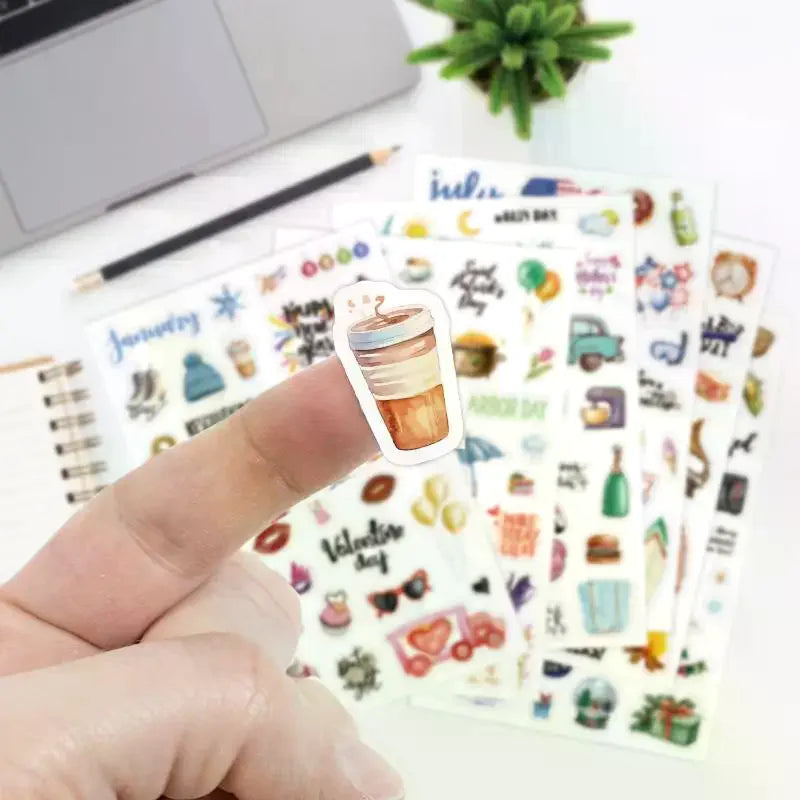 Cartoon Festive Planning Stickers – Daily Notes & Journal Labels Planning Stickers Qme