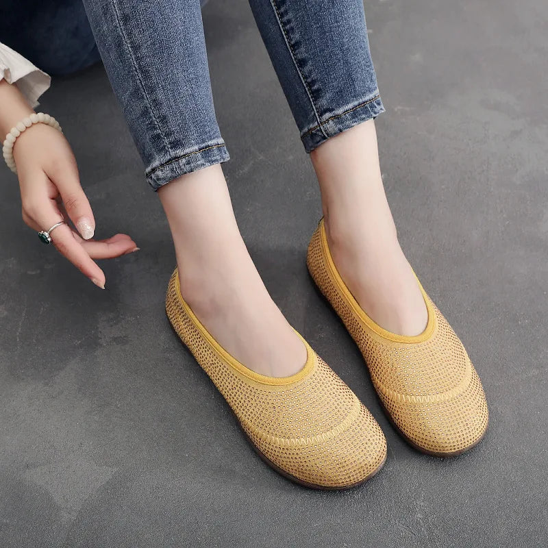 Women's Sparkly Slip-On Flats – Non-Slip Lightweight Loafers Women's Slip-On Flats Qst