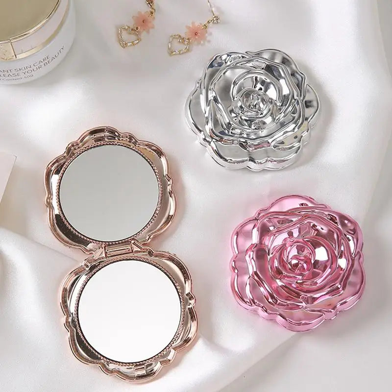 Double-Sided Rose Pocket Mirror – Compact Makeup Mirror Compact Pocket Mirror Qst
