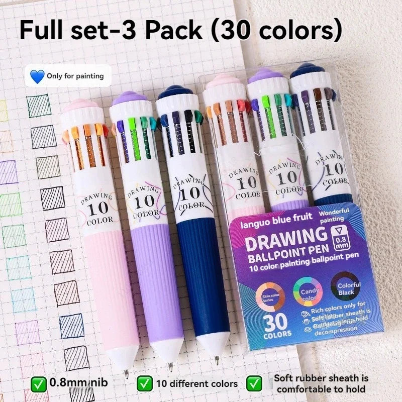 10-in-1 Multicolor Ballpoint Pen | 28–60 Colors Fine Point Multicolor Ballpoint Pen Qme 30 colors